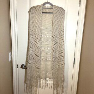 Ardene Women's Open Long Sleeveless Vest With Fringe Boho Hippie Festival